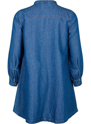 Langærmet denim kjole, Blue denim, Packshot image number 1