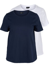 2-pak basis t-shirt i bomuld, Navy B/B White, Packshot