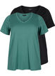 2-pak basis t-shirt i bomuld, Mallard Green/Black, Packshot image number 0
