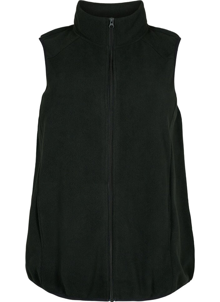Fleece vest med lommer, Sort, Packshot image number 0