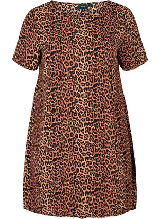 Kortærmet tunika med leopard print, Leopard AOP, Packshot image number 0