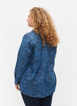 Bomulds skjorte i paisley mønster, Blue Paisley, Model image number 1