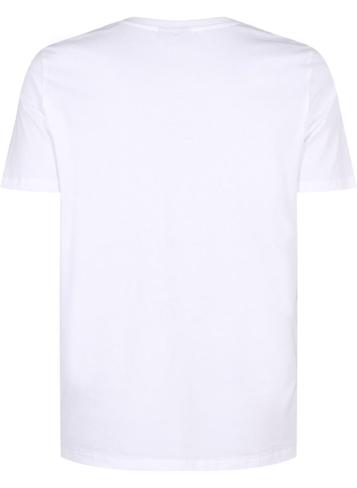 T-shirt i økologisk bomuld med sløjfedetalje, Bright White, Packshot image number 1