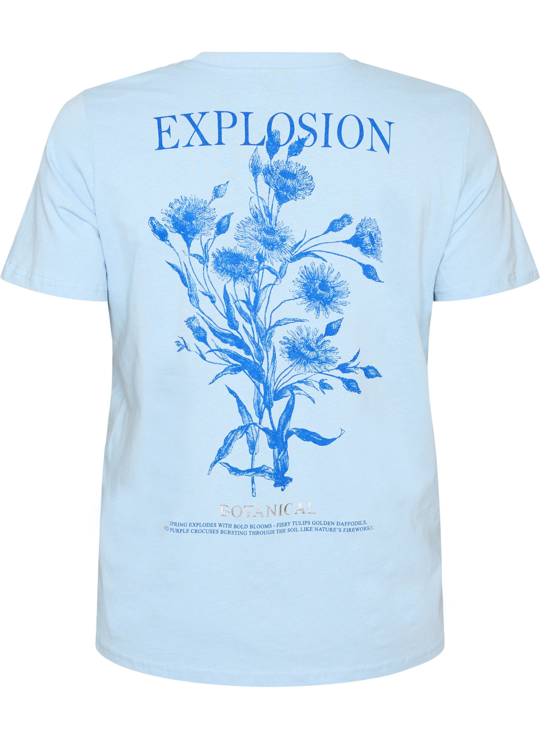 ZizziT-shirt i bomuld med print, Bl&aring;, Packshot image number 1