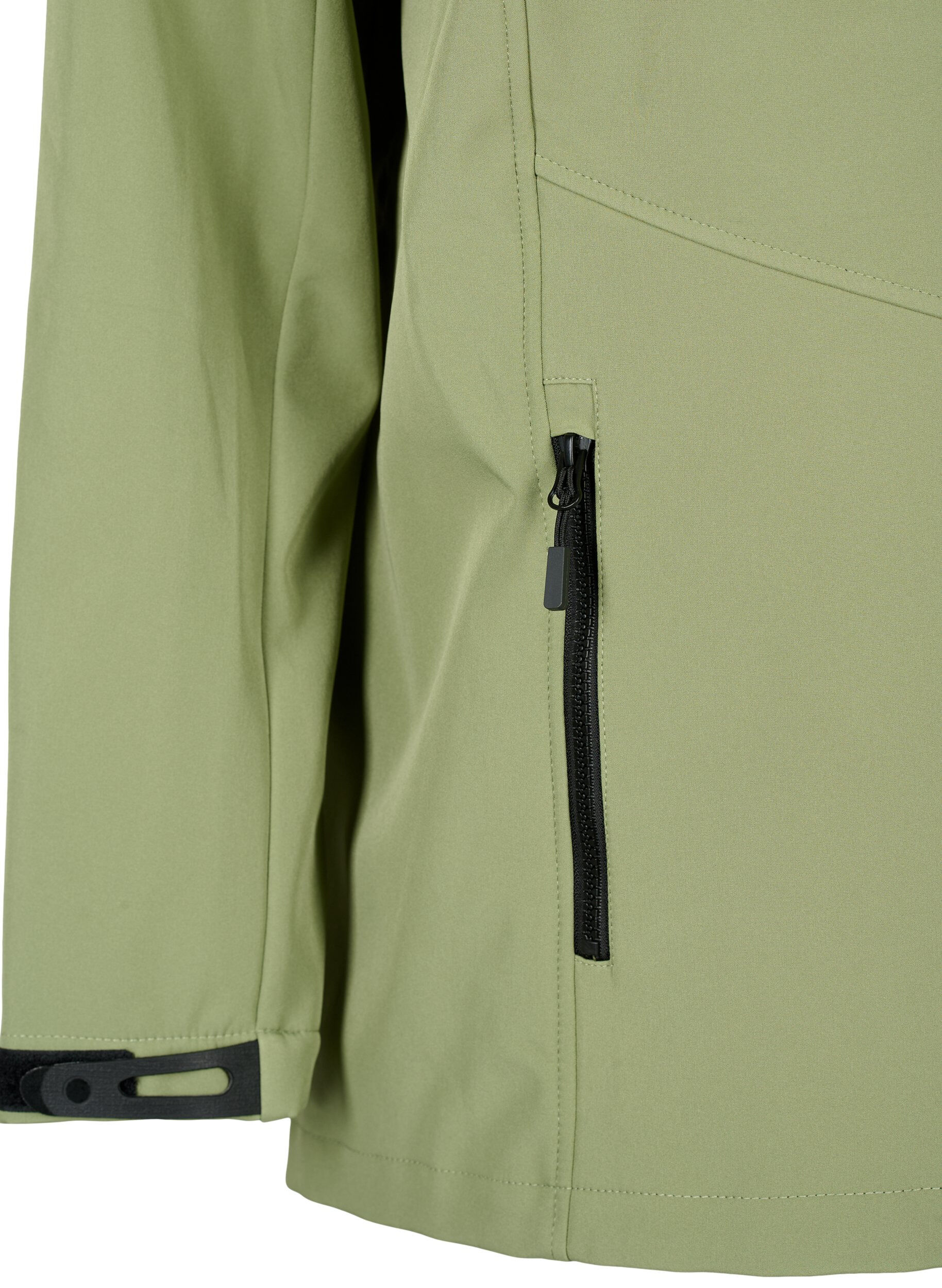 Zizzi Kort softshell jakke med lommer, Oil Green, Packshot image number 3