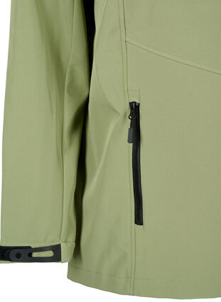 Kort softshell jakke med lommer, Oil Green, Packshot image number 3