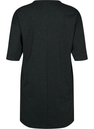 Meleret kjole med 3/4 ærmer og v-udskæring, Dark Grey Mel., Packshot image number 1