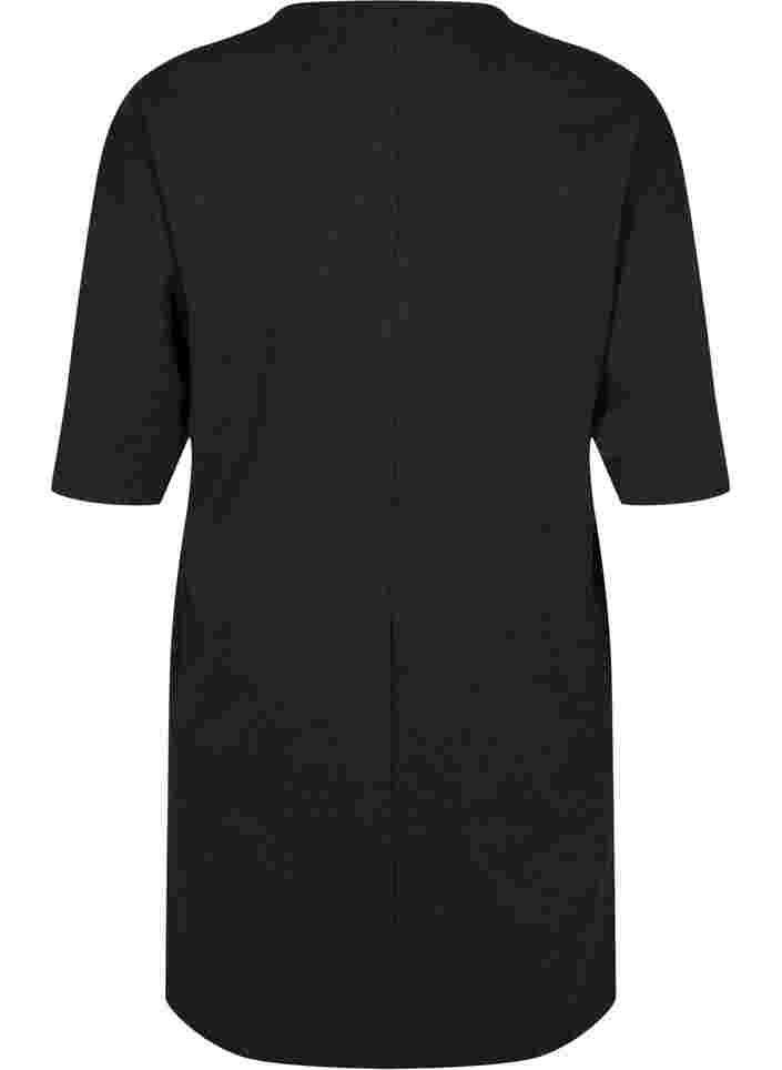Meleret kjole med 3/4 ærmer og v-udskæring, Dark Grey Mel., Packshot image number 1