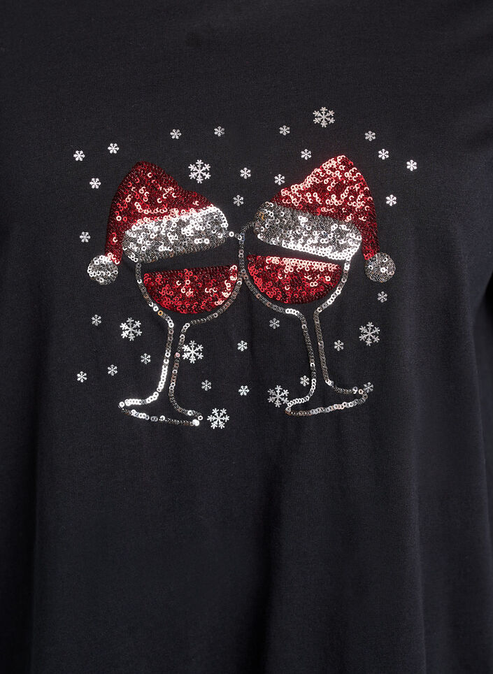 Jule t-shirt i &oslash;kologisk bomuld, Sort, Packshot image number 2