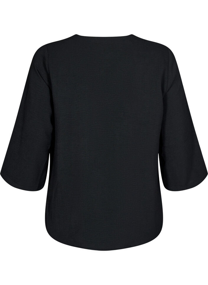 Bluse med 3/4 &aelig;rmer, Sort, Packshot image number 1