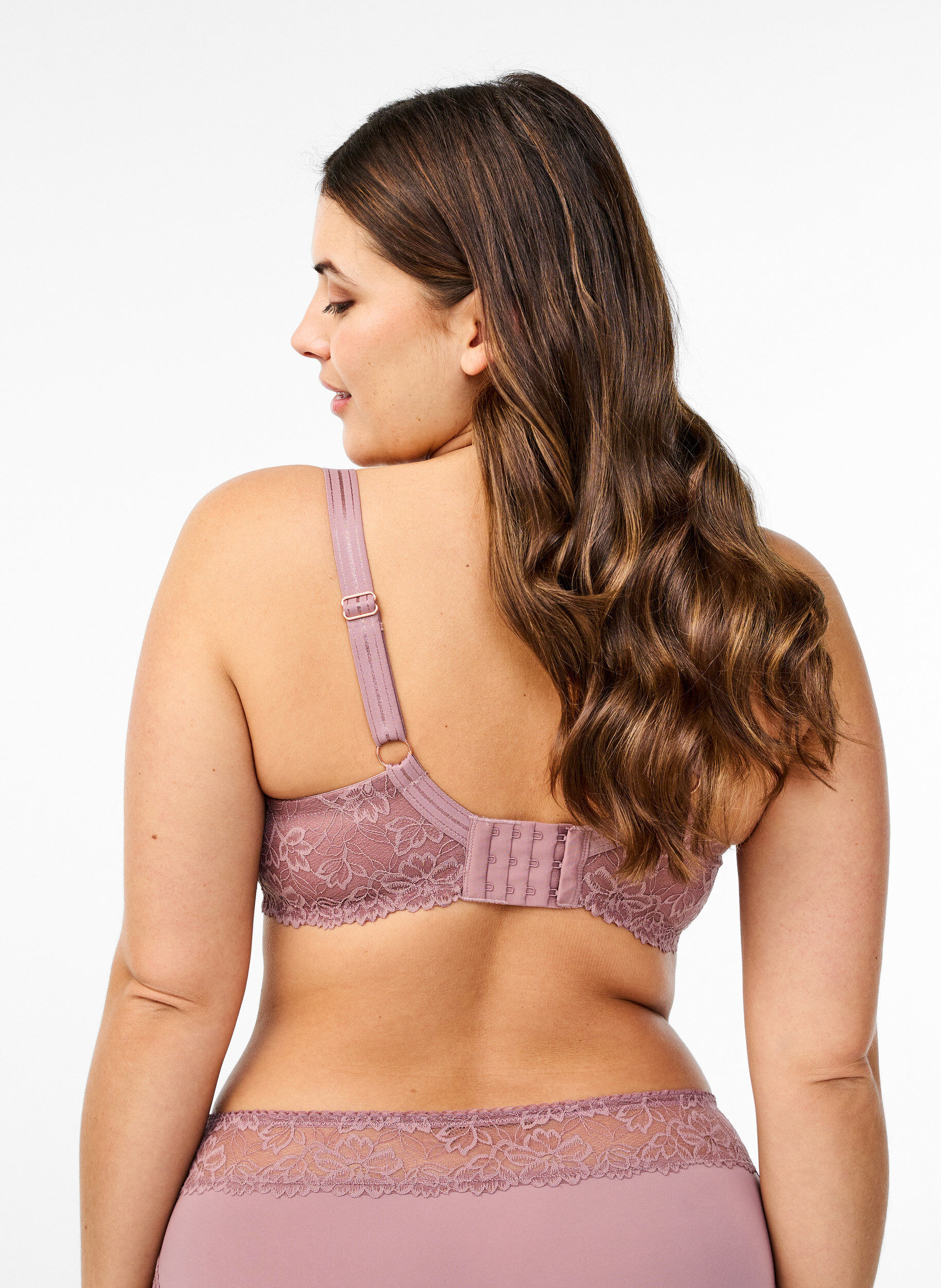 Zizzi Full cover bh i mesh med blonder, Lyser&oslash;d, Model image number 1