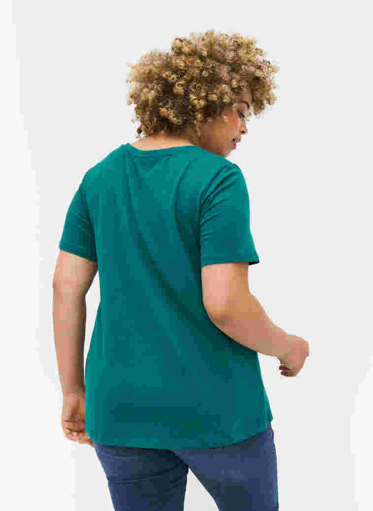 Basis t-shirt med v-hals, Teal Green, Model image number 1