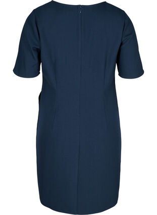 Ensfarvet etui kjole med v-udskæring, Navy Blazer, Packshot image number 1