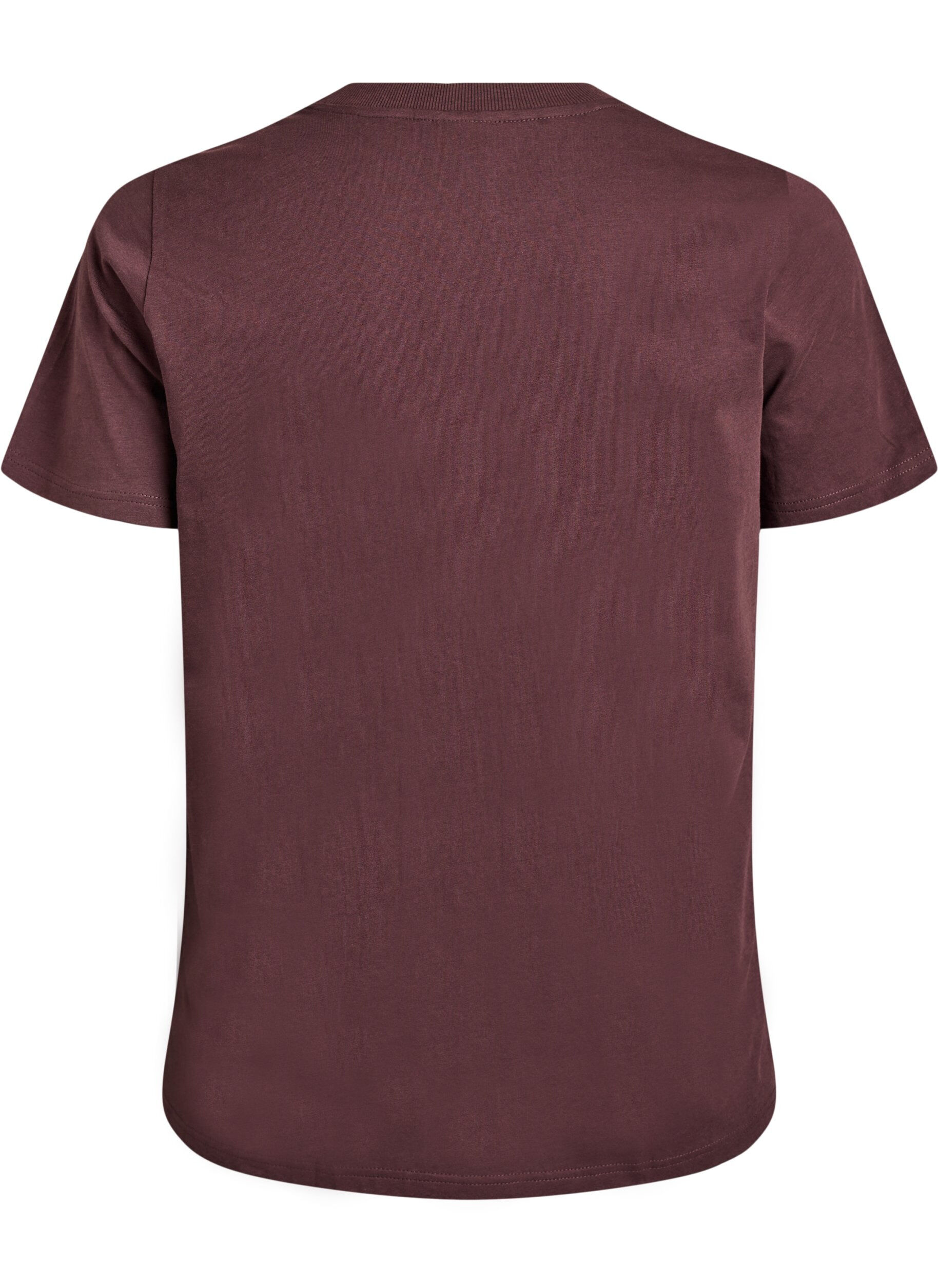 ZizziBasis t-shirt i bomuld med rund hals, Brun, Packshot image number 1