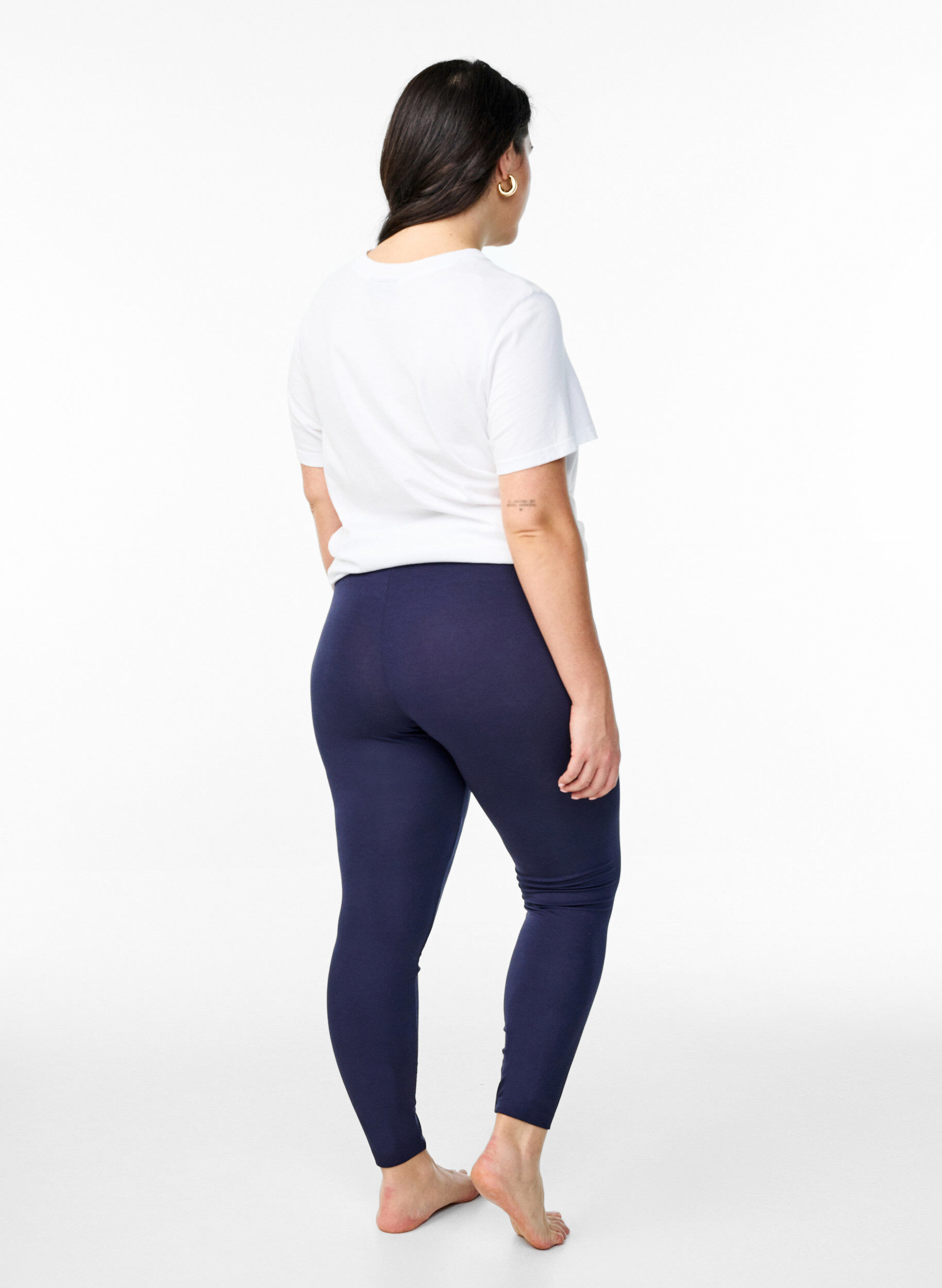 Zizzi Basis leggings i viskose, Bl&aring;, Model image number 2