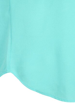 Bluse med korte ærmer og rund halsudskæring, Turquoise, Packshot image number 3