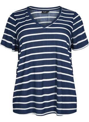 FLASH - Printet t-shirt med v-hals, Night Sky Stripe, Packshot image number 0