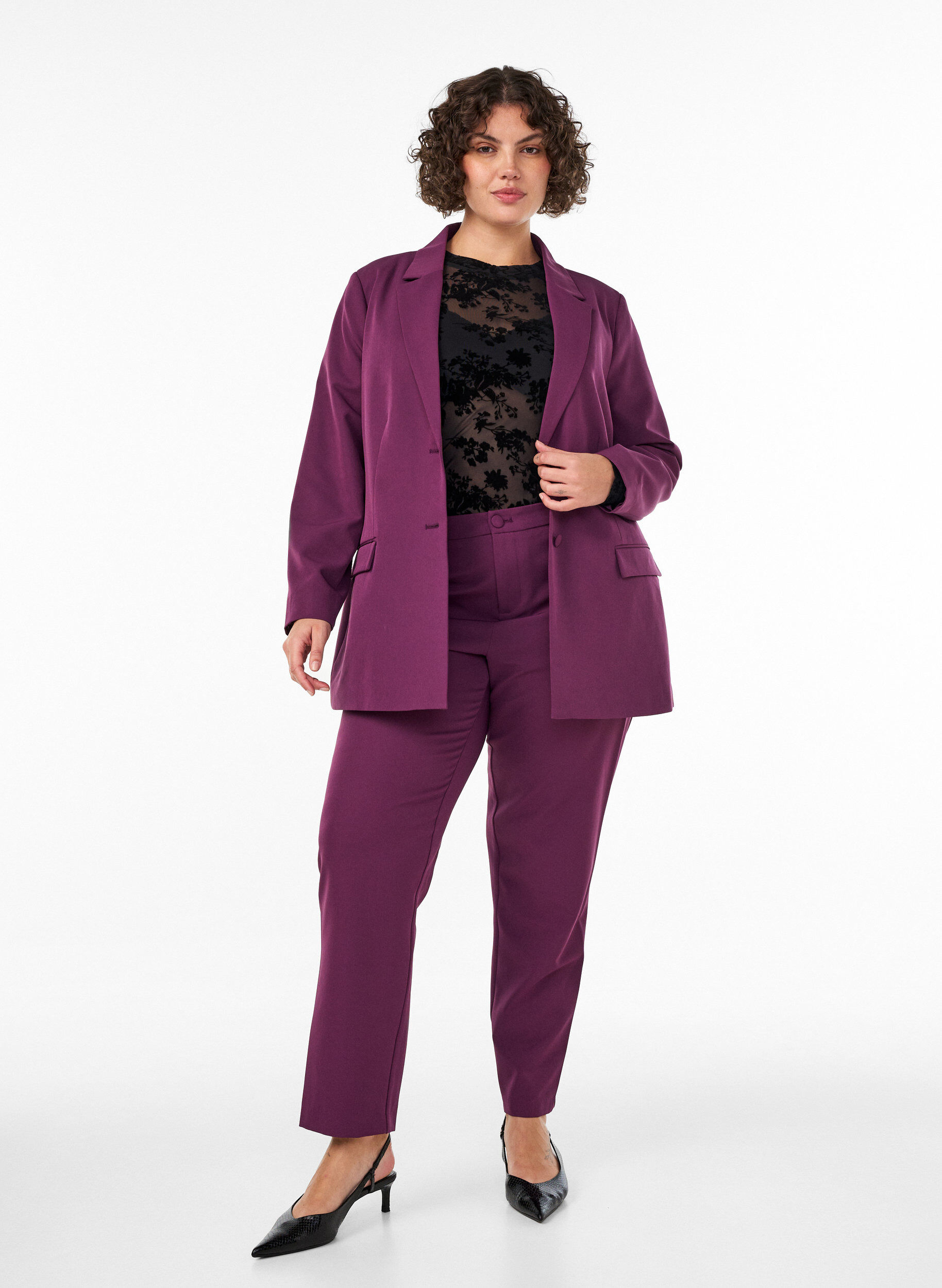 ZizziKlassisk blazer med knaplukning, Lilla, Model image number 1