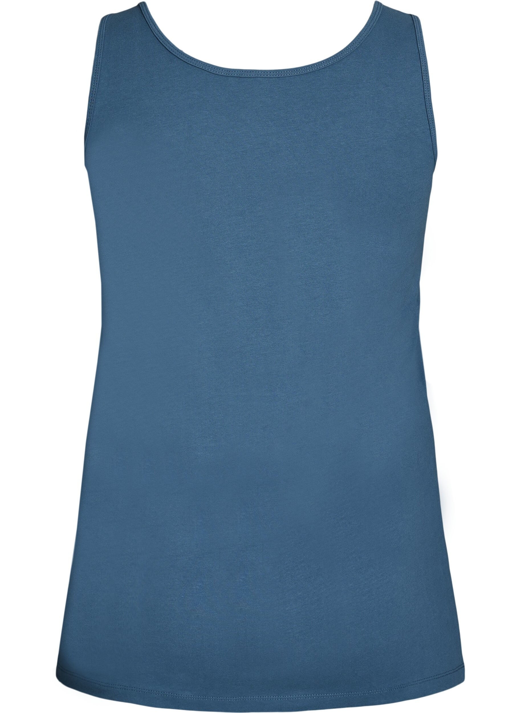 Zizzi Ensfarvet basis top i bomuld, Gr&aring;, Packshot image number 1