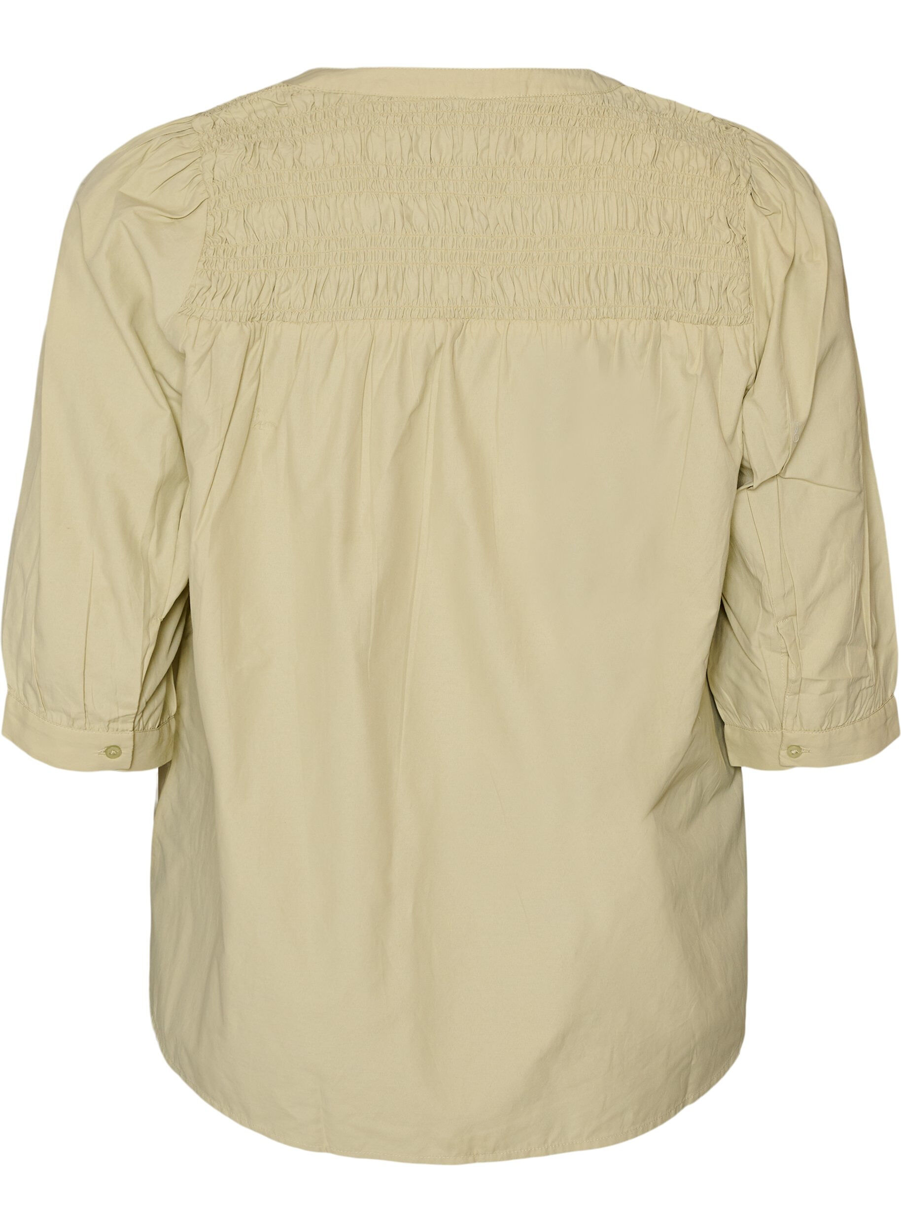 ZizziBluse med smock og 3/4-&aelig;rmer, Gr&oslash;n, Packshot image number 1