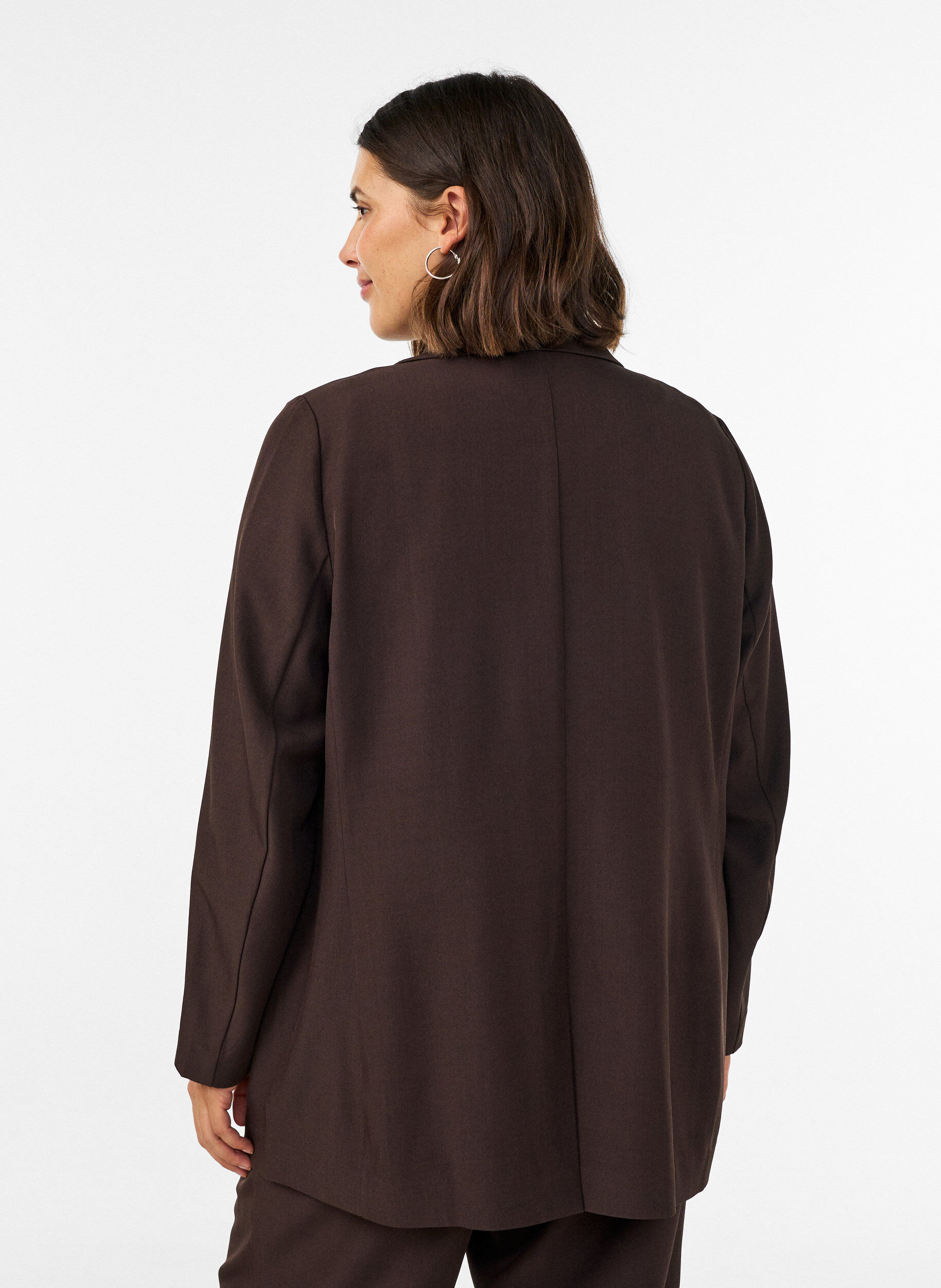 ZizziBlazer med lommer og slids, Brun, Model image number 2
