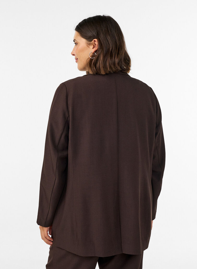 Blazer med lommer og slids, Brun, Model image number 2