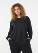 Lang&aelig;rmet jerseybluse med rund hals, Sort, Model image number 0