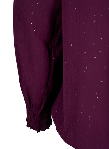 FLASH - Langærmet bluse med smock og glitter, Purple w. Silver, Packshot image number 3