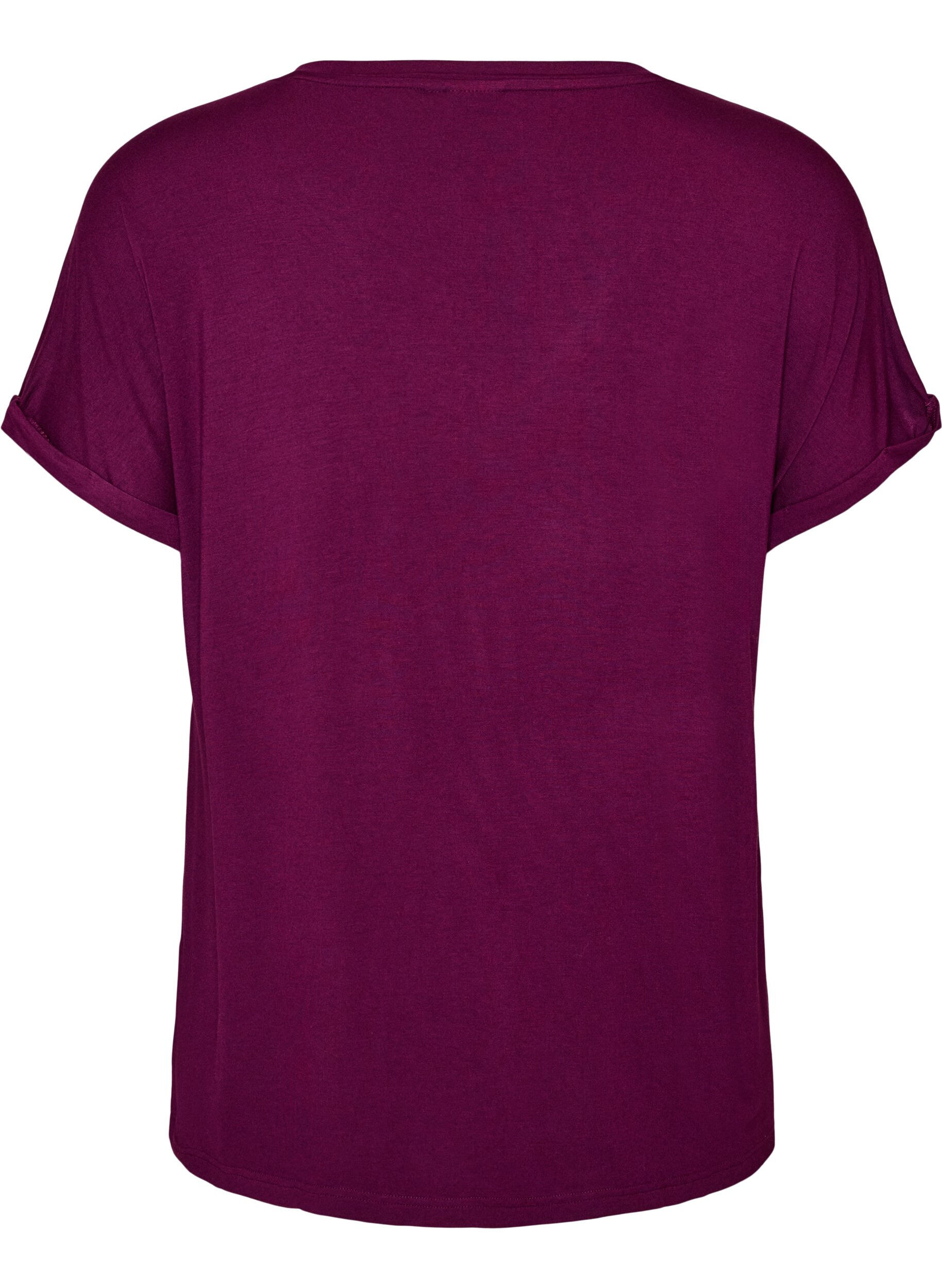ZizziBasis T-shirt i viskose med V-hals, Lilla, Packshot image number 1