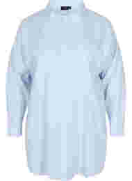 Stribet natskjorte i bomuld, White w. Blue Stripe