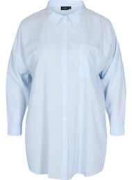 Stribet natskjorte i bomuld, White w. Blue Stripe, Packshot