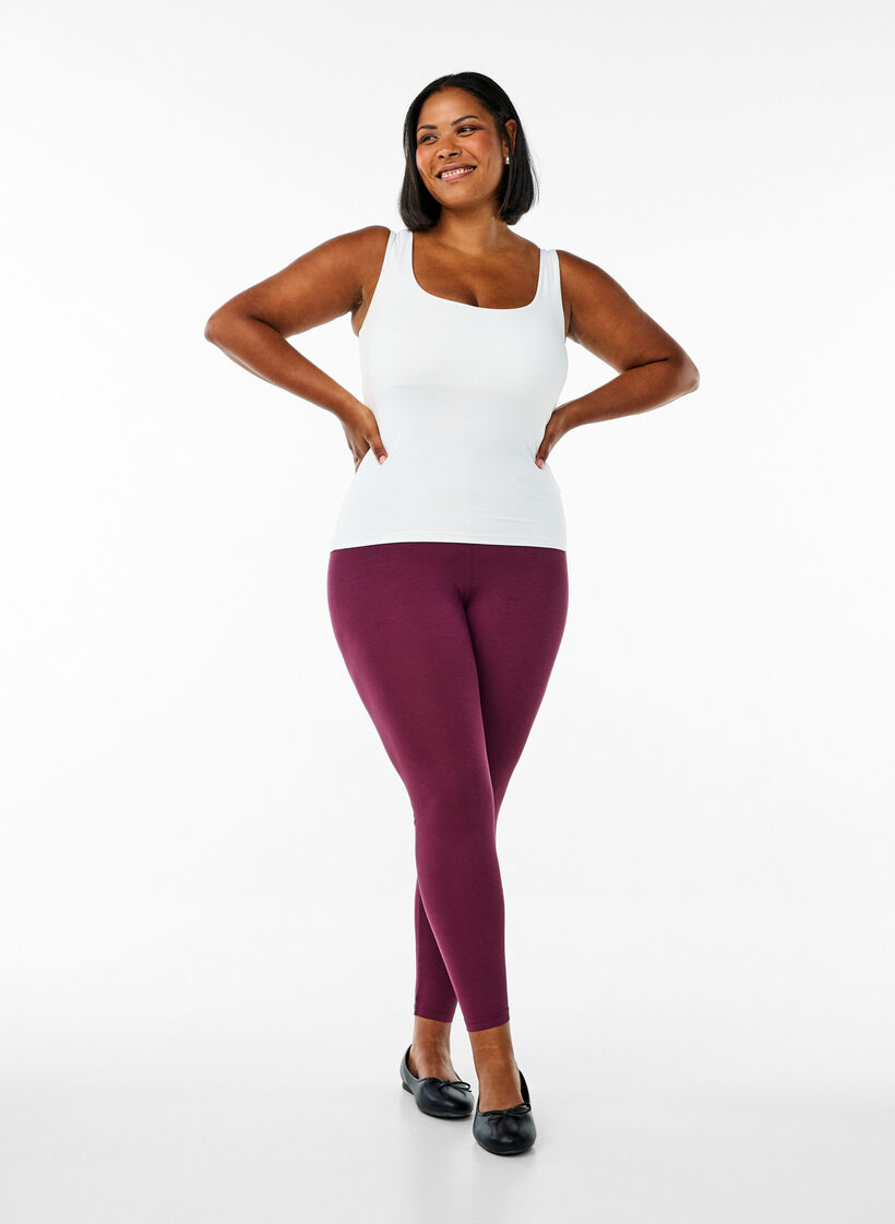 Basis leggings med ekstra l&aelig;ngde, M&oslash;rk Bordeaux, Model image number 1
