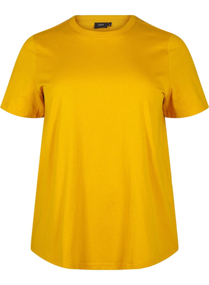 Basis t-shirt i bomuld med rund hals , Gul, Packshot image number 0