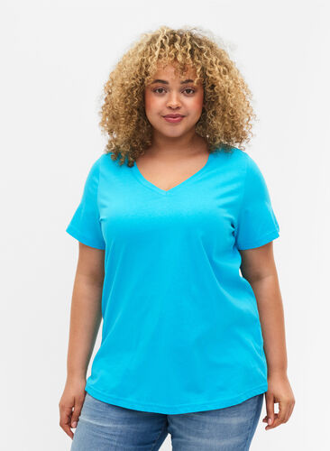 2-pak basis t-shirt i bomuld, Blue Atoll / Black, Model image number 0