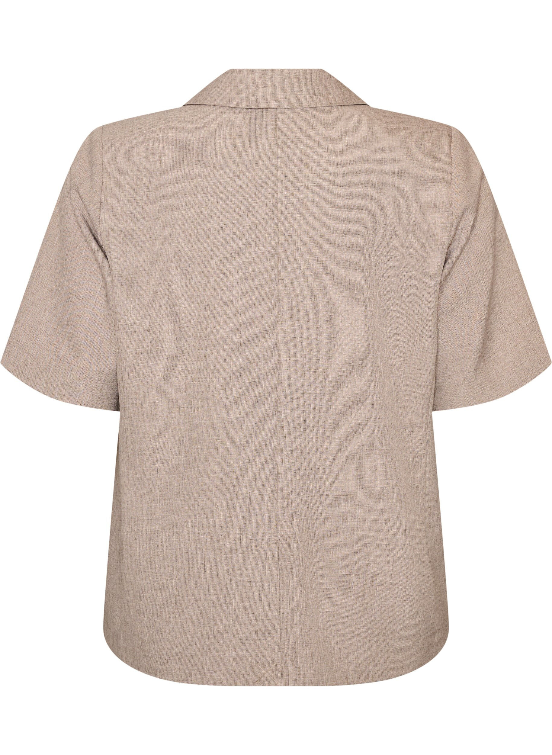 ZizziBlazer med korte &aelig;rmer og reverskrave, Brun, Packshot image number 1