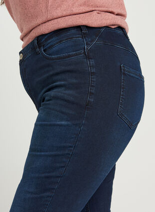 Super slim Amy jeans med høj talje , Dark blue denim, Model image number 2