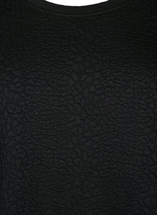 Kjole med tekstur og 3/4 ærmer, Black, Packshot image number 2