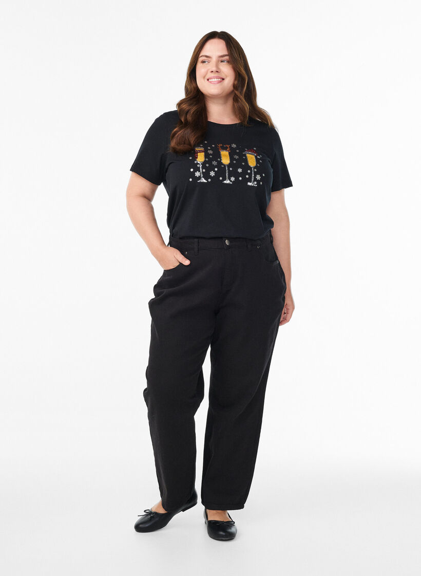 Jule t-shirt i &oslash;kologisk bomuld, Sort, Model image number 1