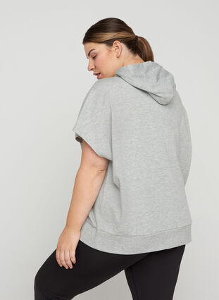 Kortærmet sweatshirt med lynlås, Light Grey Melange, Model image number 1