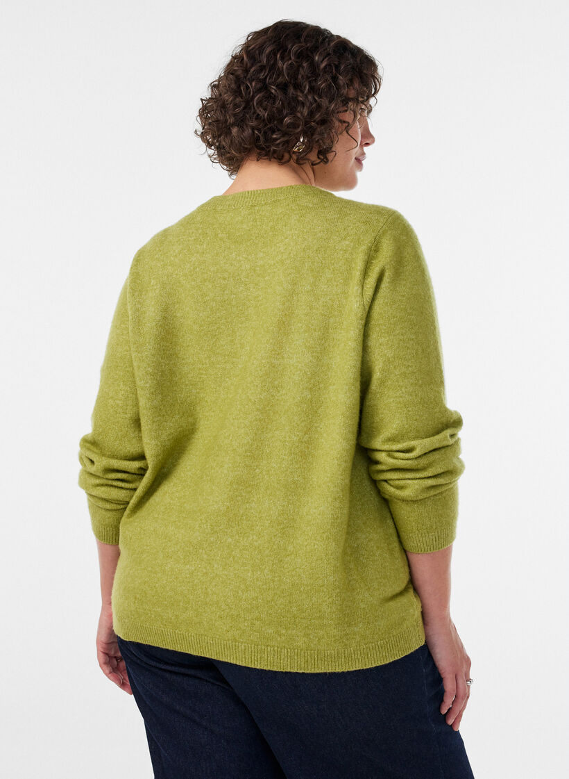 Cardigan med knapper og afrundet front, Gr&oslash;n, Model image number 2