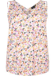 Blomstret top med v-hals, Off White Flower AOP