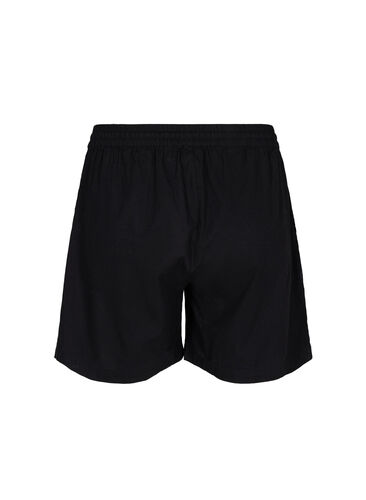 Løse shorts i bomuldsmix med hør, Black, Packshot image number 1