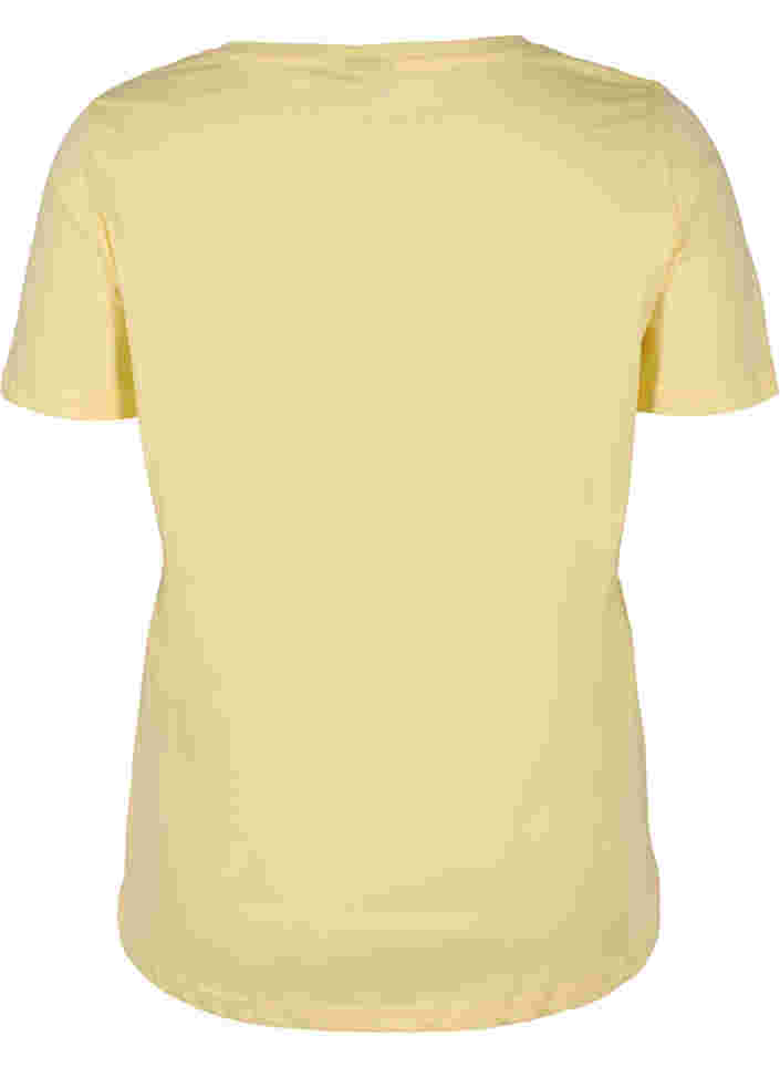 Kortærmet bomulds t-shirt med tryk , Pale Banana Shine, Packshot image number 1