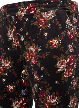 Velour bukser med lommer og blomsterprint, Flower AOP, Packshot image number 3