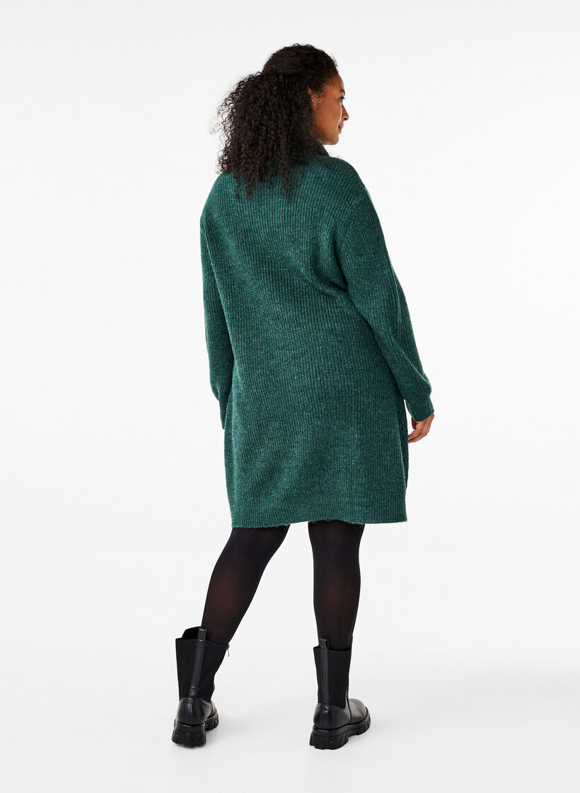 FLASH - Strikkjole med høj hals, Sea Moss Mel., Model image number 1