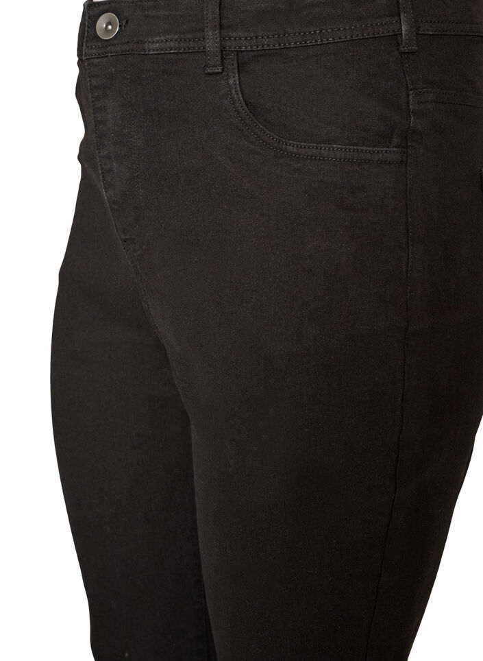 H&oslash;jtaljede jeans med bootcut, Sort, Packshot image number 2