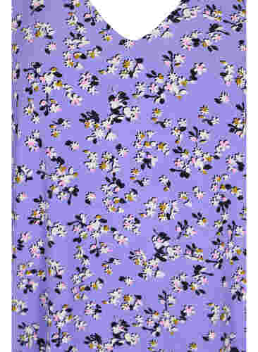Blomstret viskose bluse med snøredetalje, Lilac Flower Print, Packshot image number 2