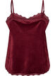 Velourtop med blondekanter, R&oslash;d, Packshot image number 1