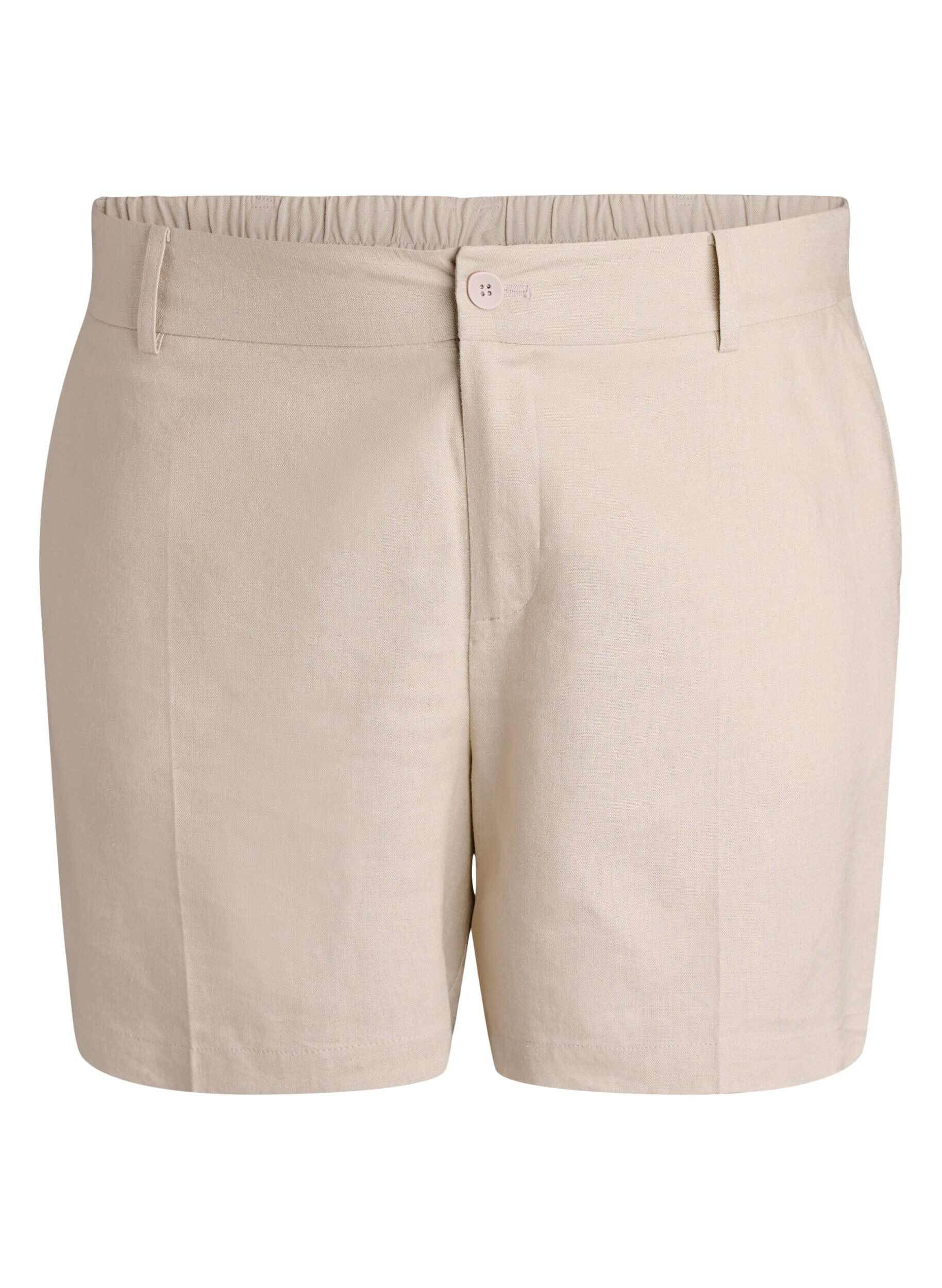 Zizzi Bermudashorts i h&oslash;r og viskose med h&oslash;j talje, Beige, Packshot image number 0