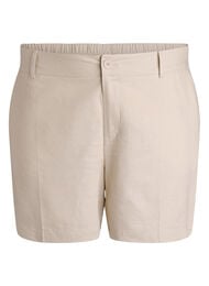 Bermudashorts i h&oslash;r og viskose med h&oslash;j talje, Beige